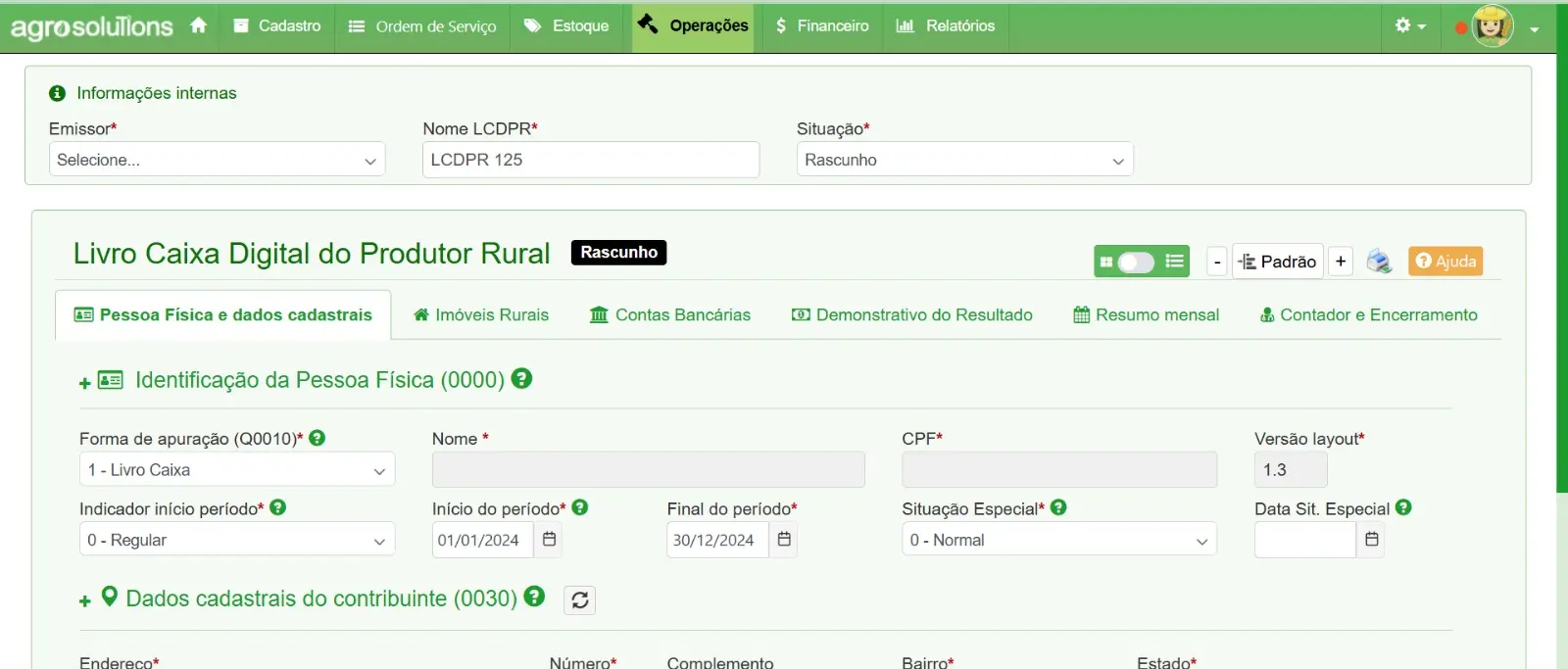 Screenshot da tela de lista de lançamentos do LCDPR